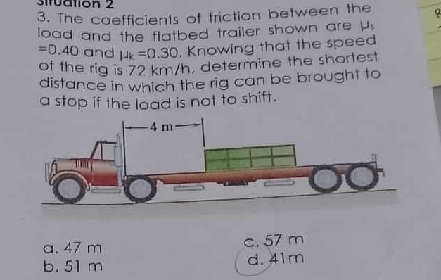 Solved: Situation 2 3. The coefficients of friction between the load ...