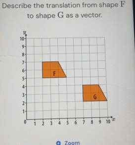 Describe the translation from shape 1
to shape G as a vector. 
Zoom