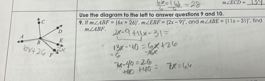 m∠ ECD=
d