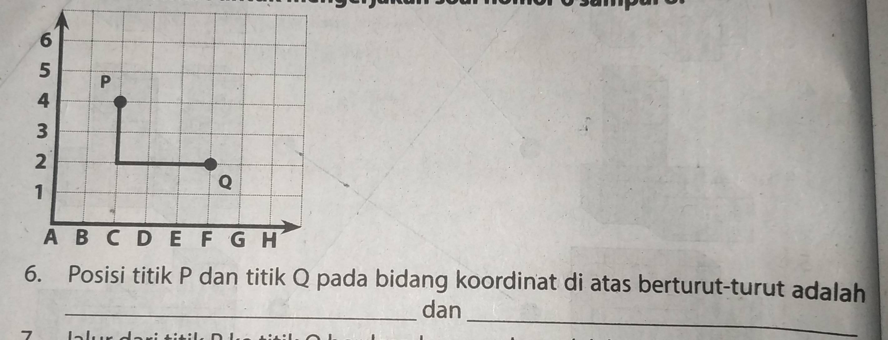 ik P dan titik Q pada bidang koordinat di atas berturut-turut adalah 
_ 
_dan