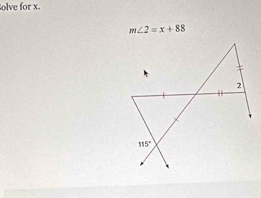 olve for x.
m∠ 2=x+88