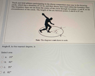 Solved: Track and field athletes participating in the discus ...