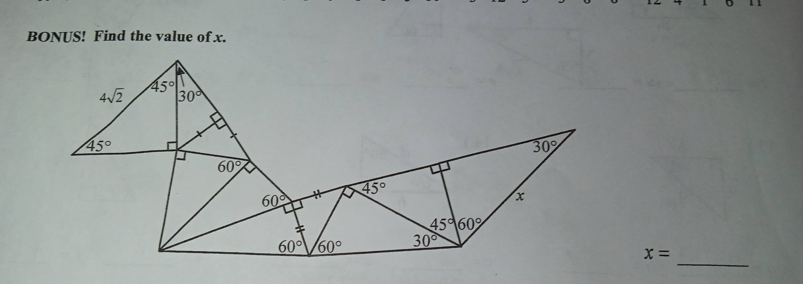 BONUS! Find the value of x.
_
x=