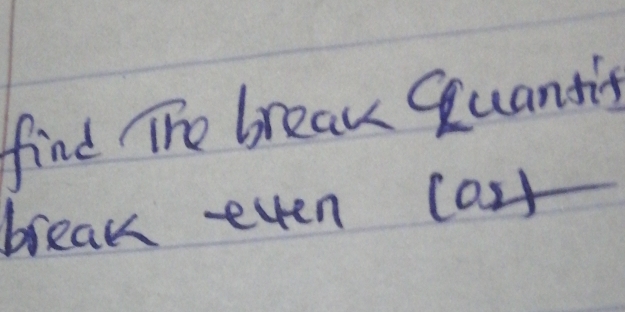 find The break Quantis 
break even CO_2⊥