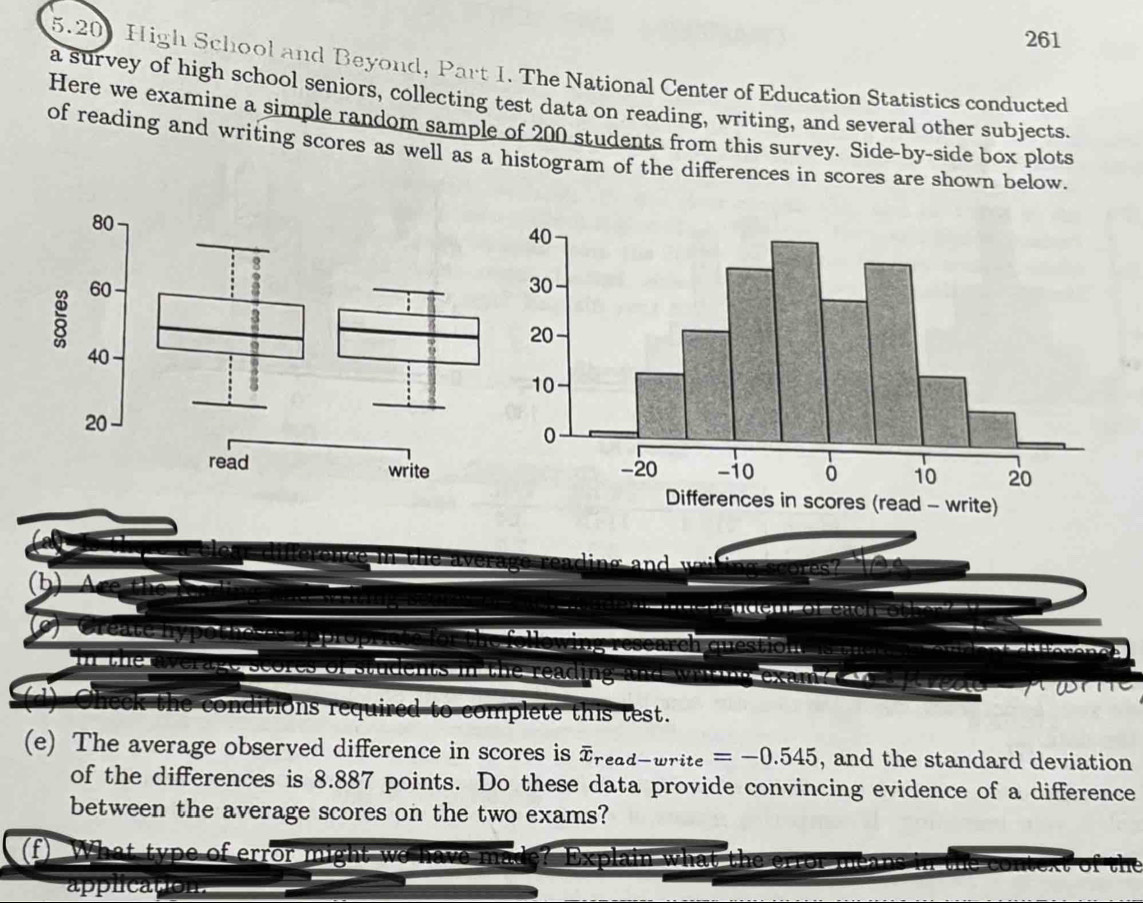 Solved: 261 5.20 High School and Beyond, Part I. The National Center of ...