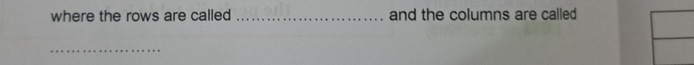 where the rows are called _and the columns are called 
_