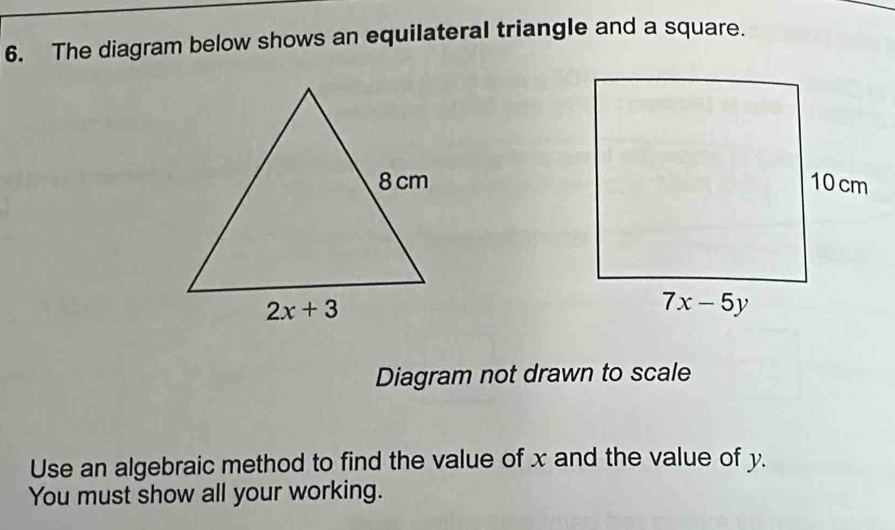 Solved: The diagram below shows an equilateral triangle and a square ...