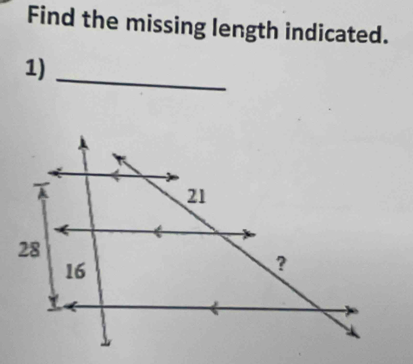 Find the missing length indicated. 
1)_