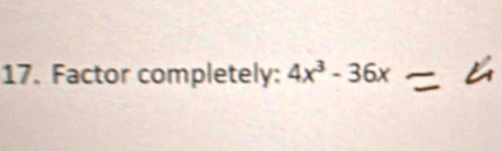 Factor completely: 4x^3-36x