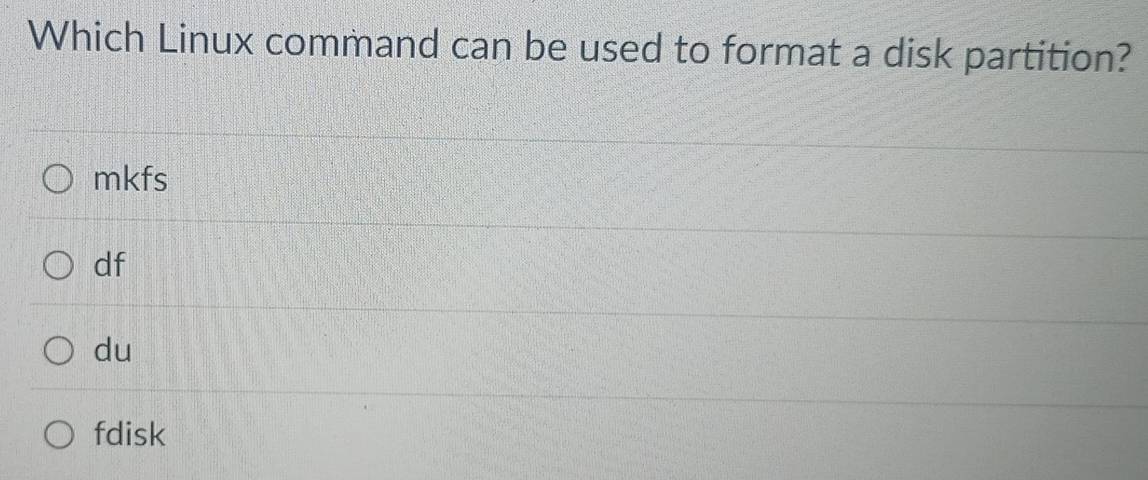 Solved: Which Linux command can be used to format a disk partition ...