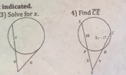 indicated.
3) Solve for x. 4) Find overline CE