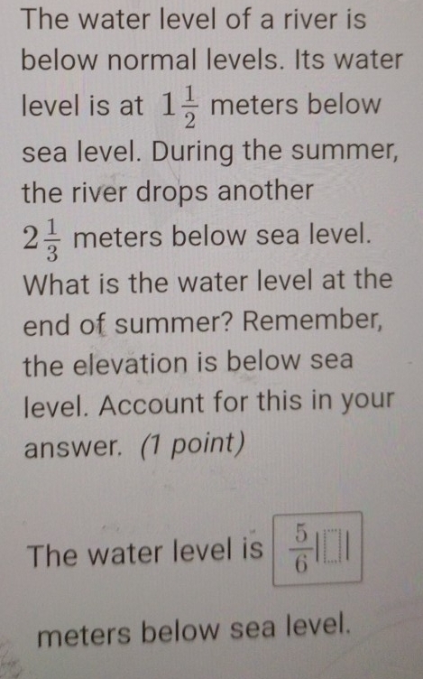Solved: The water level of a river is below normal levels. Its water ...