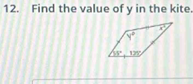 Find the value of y in the kite.