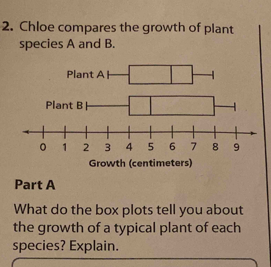 Chloe compares the growth of plant species A and B. Plant A Growth ...