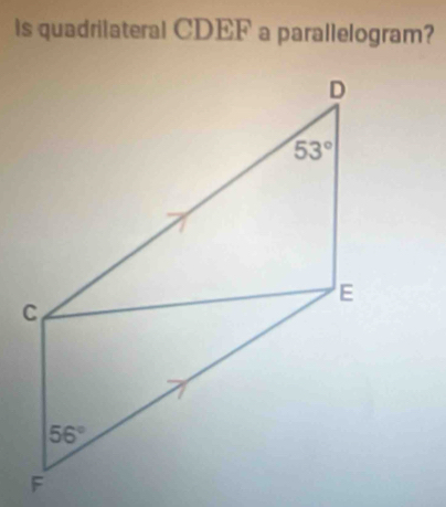 Is quadrilateral CDEF a parallelogram?