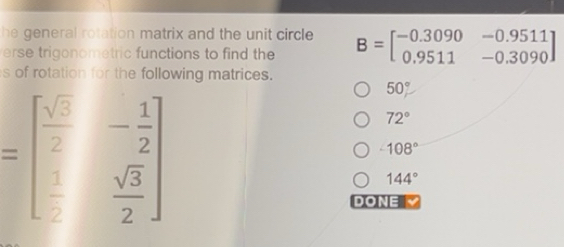 Solved: he general rotation matrix and the unit circle erse ...