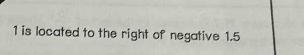 1 is located to the right of negative 1.5