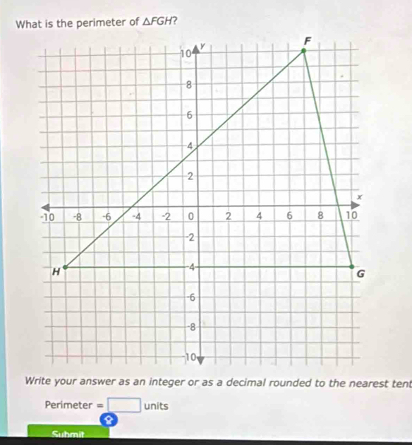 △ FGH
Perimeter =□ units
Suhmit