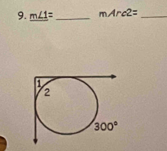 m∠ 1= _
_ mArc2=