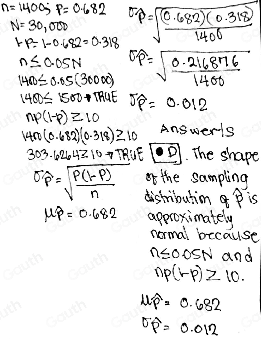 Solved: Describe the sampling distribution of p. Assume the size of the ...