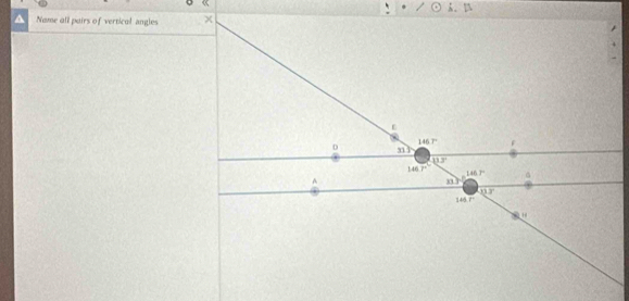 Nome all pairs of vertical angles