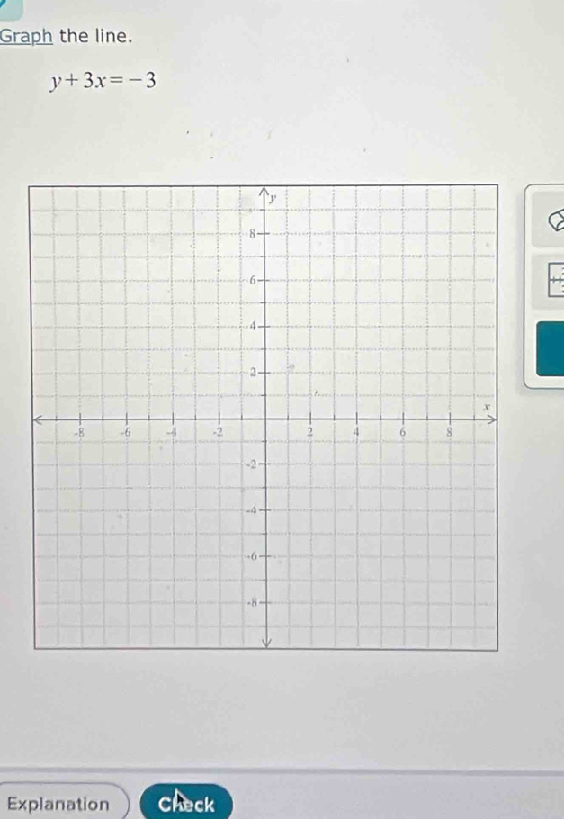 Graph the line.
y+3x=-3
Explanation Check