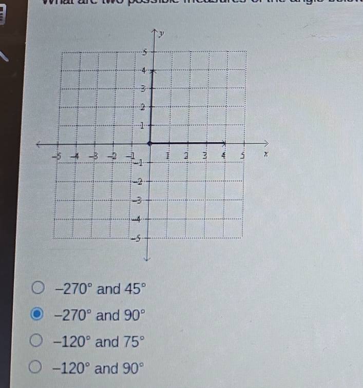 -270° and 45°
-270° and 90°
-120° and 75°
-120° and 90°