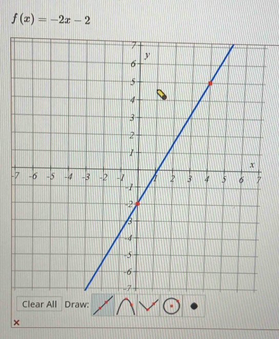 f(x)=-2x-2
- 
Clear All Draw: 
×