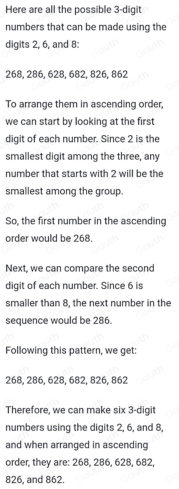 Solved: Use Patterns and Structure Use the digits 2, 6, and 8 to make ...