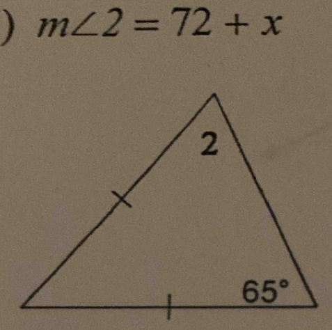 ) m∠ 2=72+x