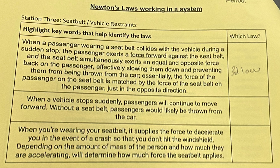 Penou. 
Newton's Laws working in a system