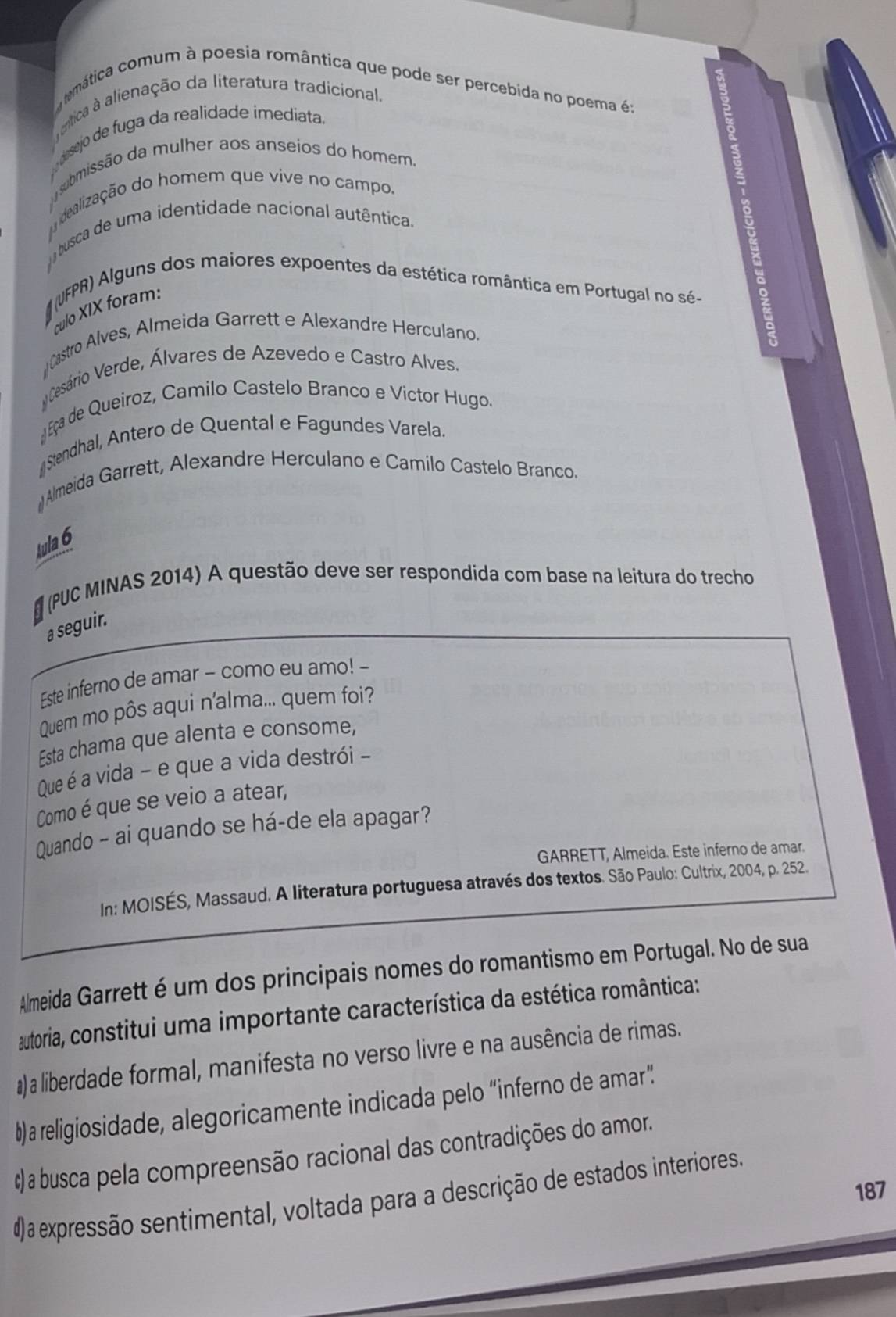 Solved: omática comum à poesia romântica que pode ser percebida no ...