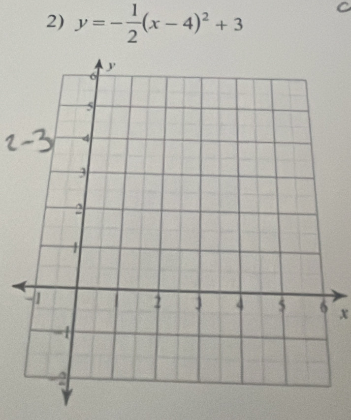 y=- 1/2 (x-4)^2+3
C
x