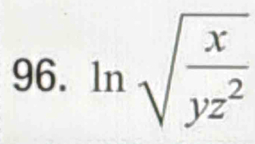 ln sqrt(frac x)yz^2