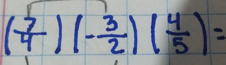 ( 7/4 )(- 3/2 )( 4/5 )=