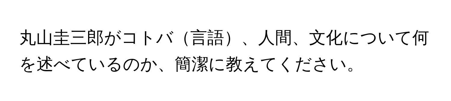 丸山圭三郎がコトバ言語、人間、文化について何を述べているのか、簡潔に教えてください。