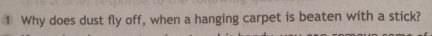 Why does dust fly off, when a hanging carpet is beaten with a stick?
