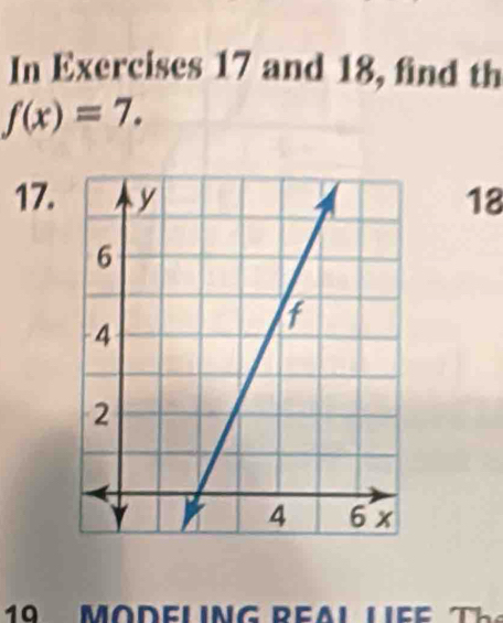 In Exercises 17 and 18, find th
f(x)=7. 
17. 18