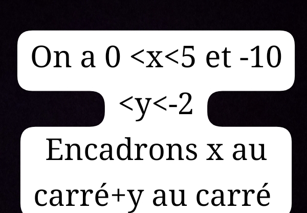 On a 0 e t-10

Encadrons x au 
carré +y au carré