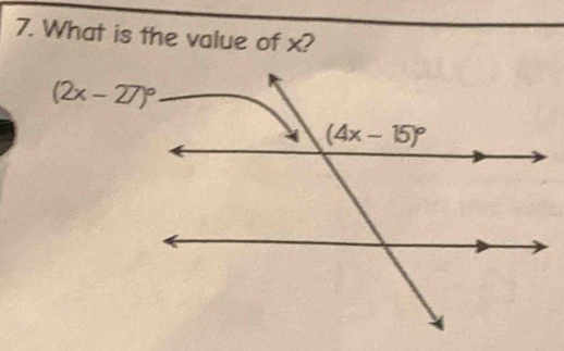 What is the value of x?
(2x-27)^circ 