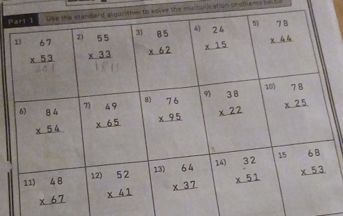 Psolve the multiplication problems helo