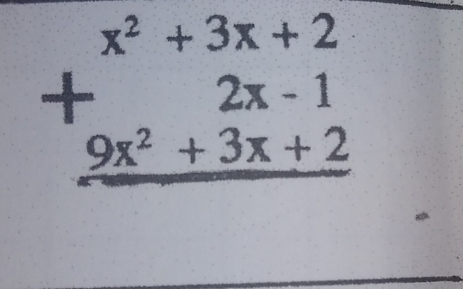 +beginarrayr x^2+3x+2 2x-1 hline _ 9x^2+3x+2endarray