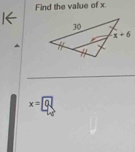 Find the value of x.
x=0