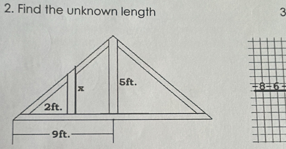 Find the unknown length 3
-8-6+