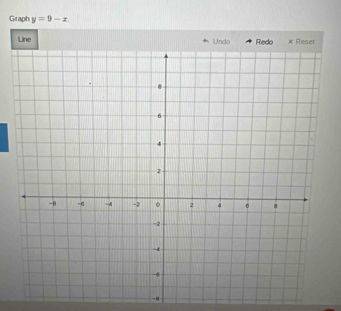 Graph y=9-x. 
Line Undo Redo × Reset
-8