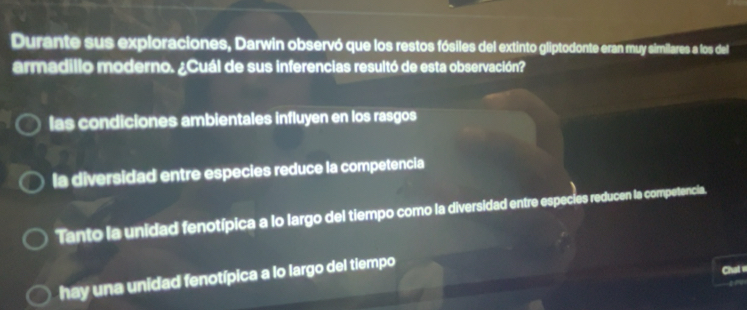 Solved: Durante sus exploraciones, Darwin observó que los restos ...