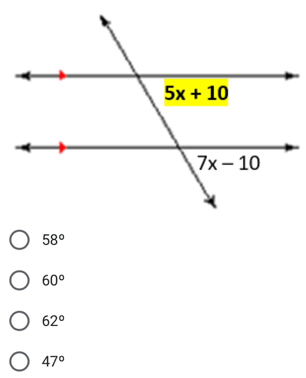 58°
60°
62°
47°