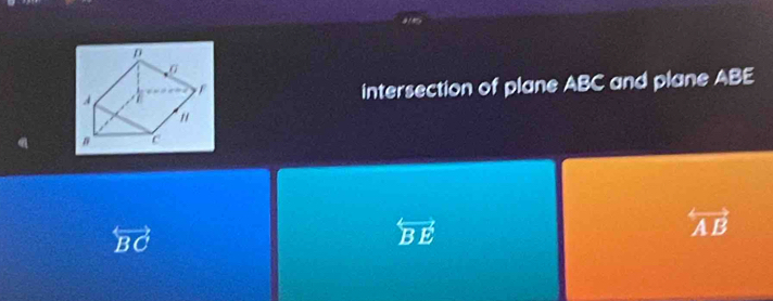 intersection of plane ABC and plane ABE
AB
B
be