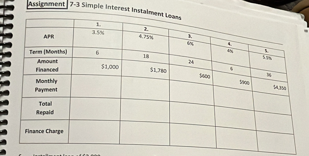 Assignment 7 -3 Simple Interest Ins