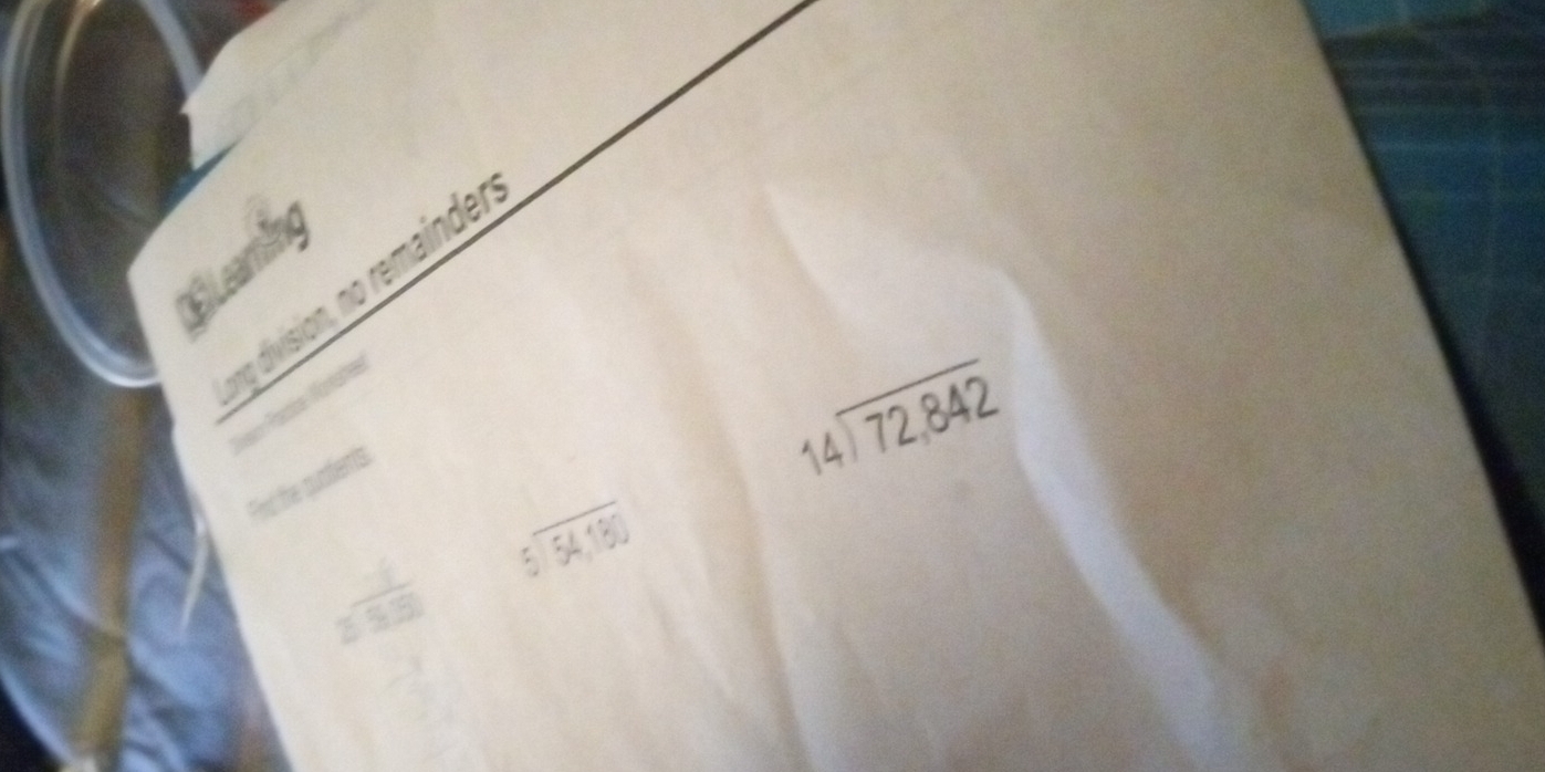 Gl Leamling 
lng division, no remainder 
N Pashe örtsher 
Fird the guaters.
beginarrayr 14encloselongdiv 72,842endarray
2^(frac 1)5.5 beginarrayr 5encloselongdiv 54,180endarray